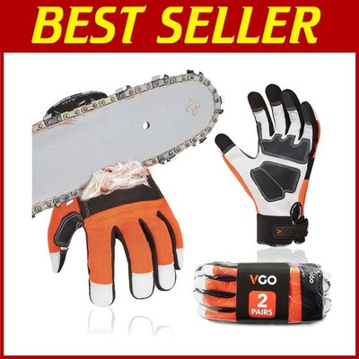 Chainsaw Protection Gloves, 2 Pairs, Saw Resistant