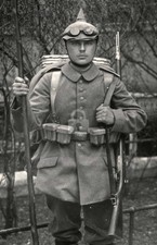 WW1 German Mountain Troop w Pickelhaube Snowshoes & Goggles RPPC Postcard COPY