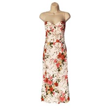 Reformation Juliette Dress Tropique Floral Print Midi White Red Size 10 New