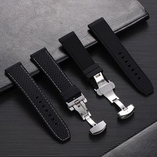 Silicone Breathable Sport Watch Band Strap 20mm 22mm Butterfly Clasp Bracelet