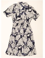 VINTAGE Womens Oversized Abstract Pattern A-Line Dress UK 18 XL Navy Blue AB08