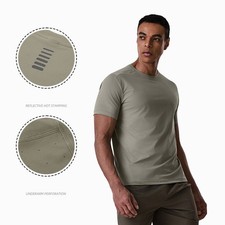 Mens Quick Dry Workout T-Shirt Breathable Athletic Running Training Short Sleeve