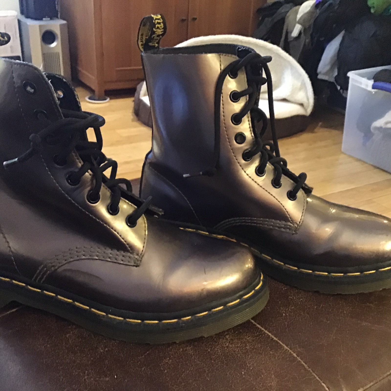 Doc Martens Pascal Ankle Boots  Metallic Gunmetal Unisex 39 Lace Up Air Wair