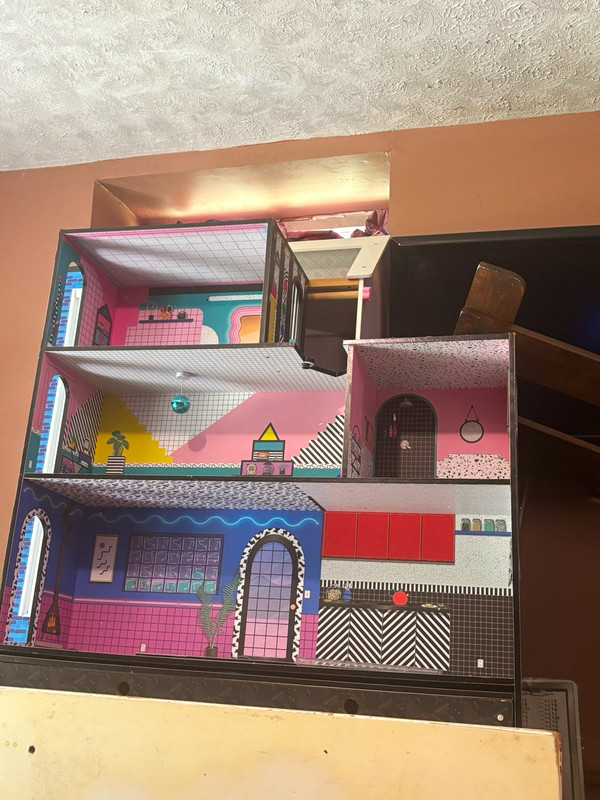 Wood Multicolor Multi-Room Dollhouse House Playset w/ Furniture Accessories