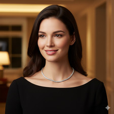 RARE Certified 3mm White Diamond Tennis Necklace, 19 inches, Shipping FREE