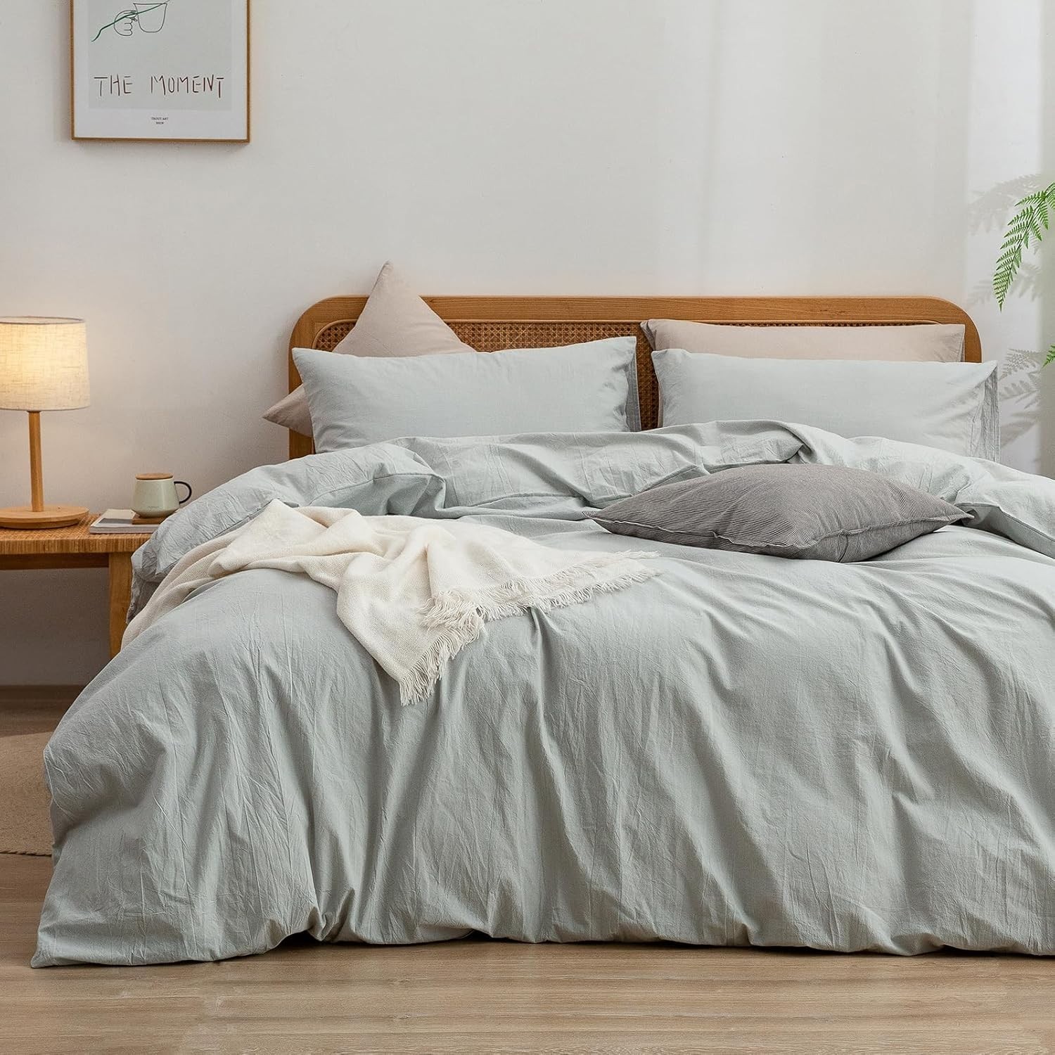 Gray Cotton Duvet Cover And 2 Pillow Cover  Full, king, Queen, and other size.