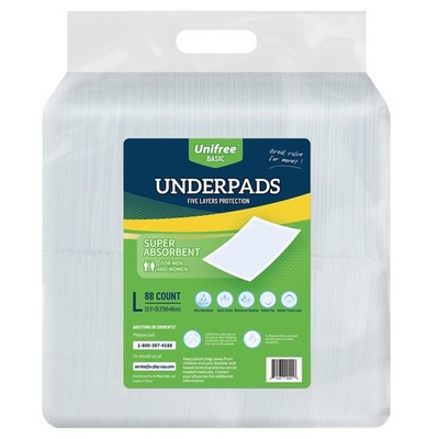 Unifree Disposable Underpads, Bed Pads, Incontinence Pad, Super Absorbent, 88...