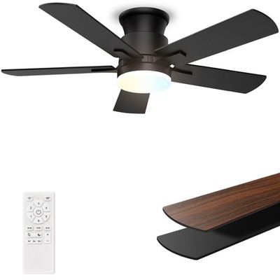 Flush Mount Ceiling Fans with Lights 42 Inch, Remote Control, 3CCT Dimmable, ...
