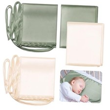 2 Pcs Satin Bassinet Sheet Baby Hair Soft Silk Feeling Sheet Green and White