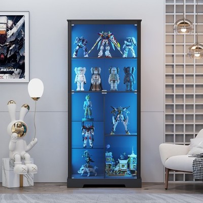 71'' Tall Display Cabinet with Glass Doors, Large Display Case for Collectibles