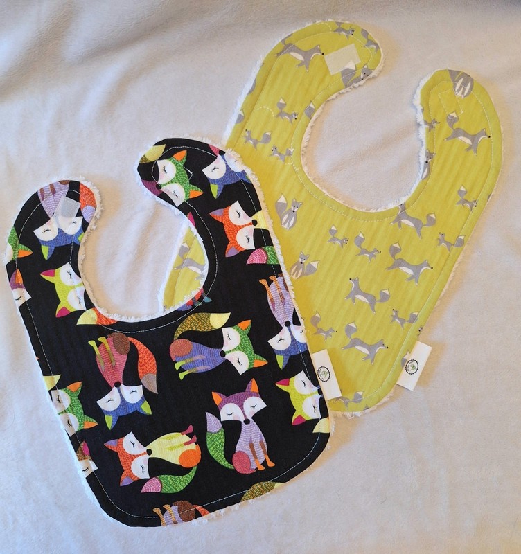 Set/2 Boutique Baby Toddler Chenille Bibs - Foxes