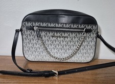 Borsa a tracolla Michael Kors Jet Set grande firmata Ombré nera catena argento
