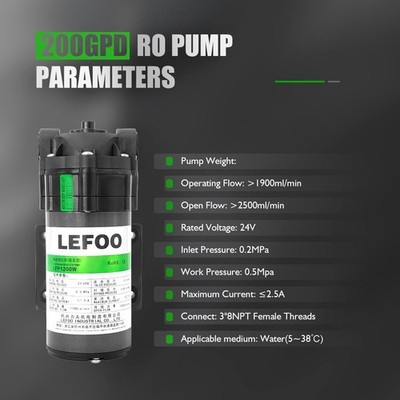 LEFOO Water Purifier Diaphragm  Booster Pump 24V DC Made for  Reverse Osmosis