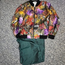 Casual Isle Vintage 80s 90s Full Zip Nylon Windbreaker Jogging Suit Size S EUC