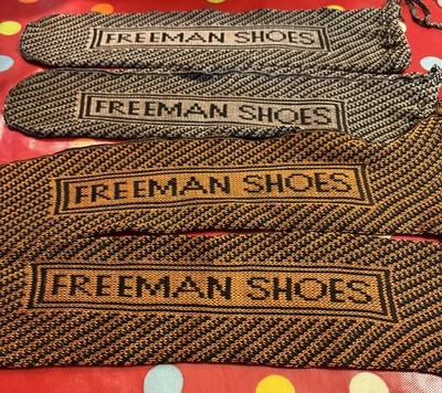 2 Paar Vintage 1930/1940er Jahre Strickschuh Fäustlinge / Schuhschoner Freeman Schuhe