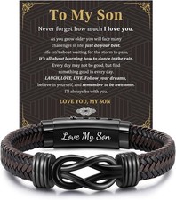 To My Son Gift for Son Bracelet Love from Mom, Dad Forever Birthday, Graduation