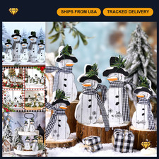 5-Piece Rustic Snowman Christmas Table Decor Set - Farmhouse Holiday Centerpiece