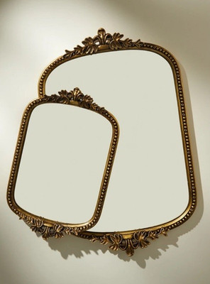 Primrose Gold Mirrored Glass Vanity Tray Small Rectangular 