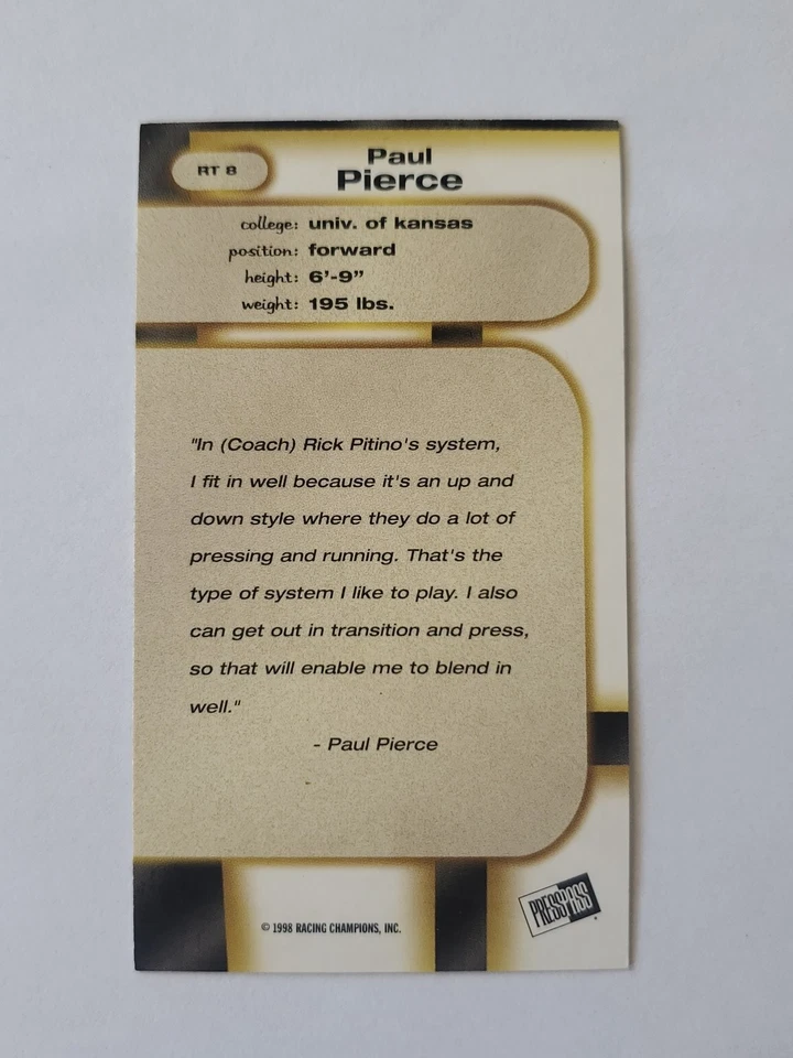 Paul Pierce 1998-99 Press Pass Retro Mini #RT 8 RC Foto 2 de 2