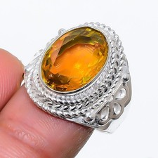 Yellow Citrine Gemstone 925 Sterling Silver Jewelry All Size Ring For Gift