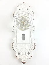 Decorative Pewter Wall Hook, Vintage Door Knob Style (White)