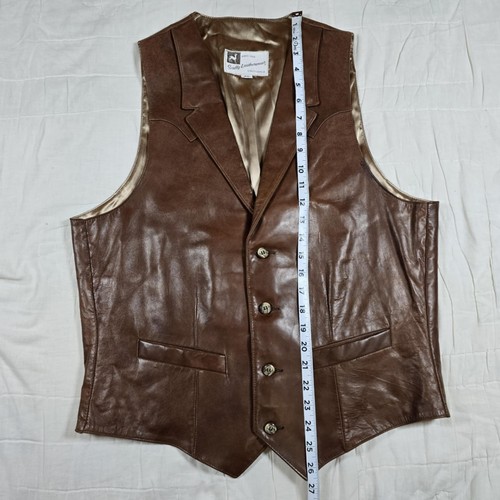 Vintage Western Leather Vest Scully Leatherwear California Cowboy Brown Size 44 - Picture 5 of 6
