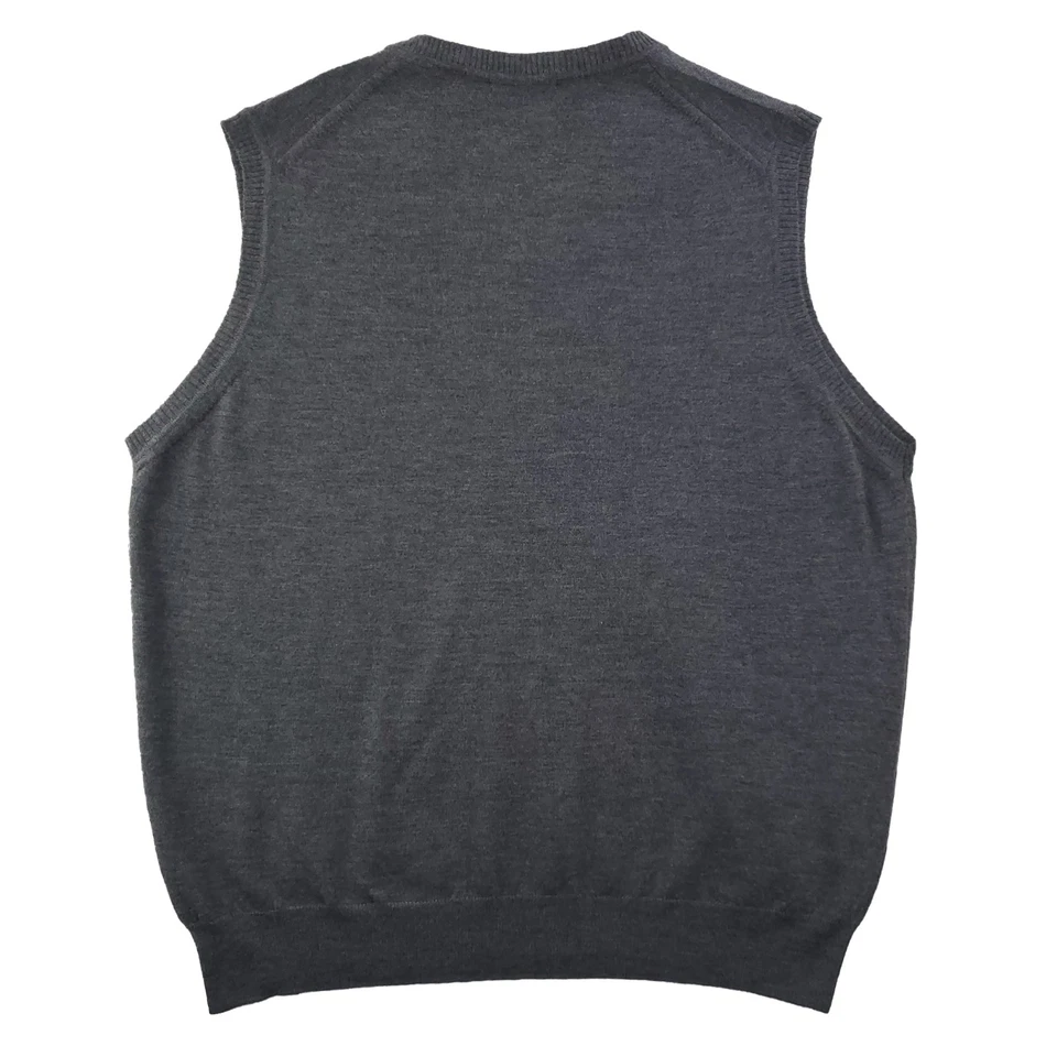 Chaleco Suéter Grant Thomas Italiano Lana Merino Suave Cuello en V Italia Gris Hombres XL NUEVO CON ETIQUETAS Foto 3 de 4