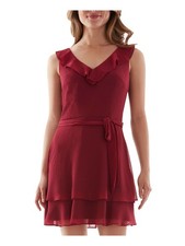 BCX DRESS Womens Spaghetti Strap V Neck Short Evening Fit + Flare Dress