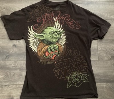 Star Wars Marc Ecko Yoda T-shirt Medium Y2K Affliction Style Graffiti Tattoo