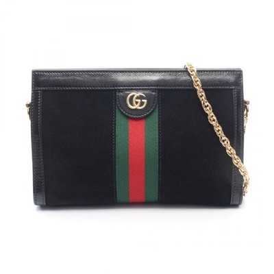 GUCCI Ophidia small Chain Shoulder Crossbody Bag 503877 Suede leather Black Used