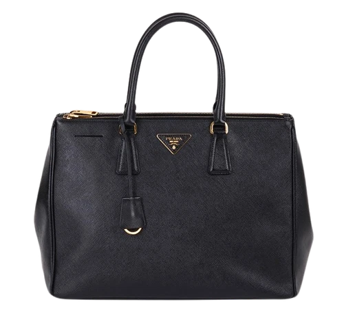Sac Prada noir Saffiano double rabat B1786T