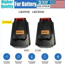 2X 40V 3.0Ah LBX2040 for Black and Decker 40 Volt Lithium Battery LBXR36 LBX1540