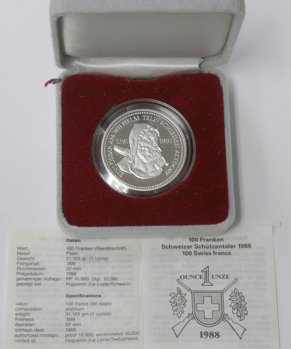 古代朝鮮　厚手盃　トヒチ　w8㎝ 東S8-0520☆2F WILLIAM TELL 1oz PLATINUM SWISS SHOOTING TALER IN PRESENTATION BOX