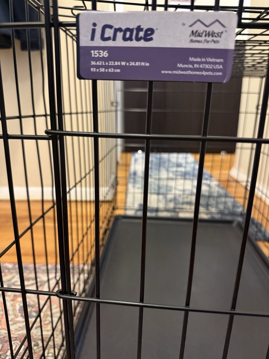 MidWest iCrate 1536 36 Inch Steel Dog Crate for Large Dogs Black