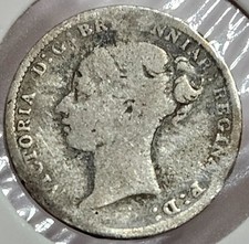 1883 United Kingdom, UK, Great Britain Three 3 Pence SILVER .Coin 925 KM# 730