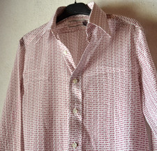 Christian Dior white/burgundy red printed cotton 70s/80s button down shirt 37