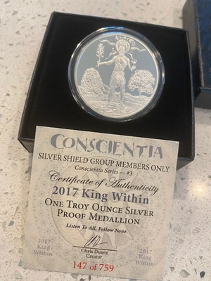 #ad 2017 1OZ KING WITHIN PROOF quot;759 MINTEDquot; Silver Shield Gift Box COA $139.95