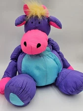 VTG Stuffins 1990 Lumpy's Gang Nylon Puffalump Purple Cow Plush Stuffed Animal