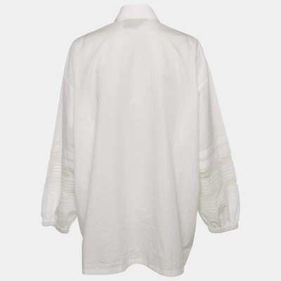 Prada White Cotton Lace Detail Button Shirt XXL | eBay