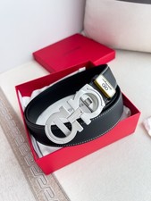 Salvatore Ferragamo Gancini Belt Black Leather Silver Buckle Reversible