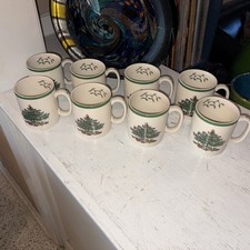 Group Spode Christmas Tree Coffee Tea Mugs Set Lot of 8 England
