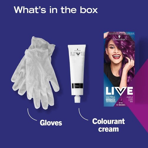 Schwarzkopf LIVE Ultra Brights Purple Punk Semi-Permanent Hair Dye 094, Purple H - Picture 6 of 7
