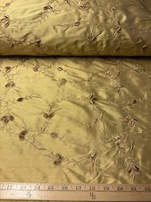 Gold Embroidery Velvety Floral/Vines Embroidery Dupioni Silk Fabric 54 Wide BTY