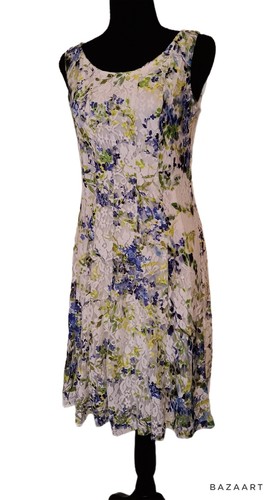 Perceptions New York Soft Spring Floral Lace Romantic Dress Size Small - Picture 6 of 18