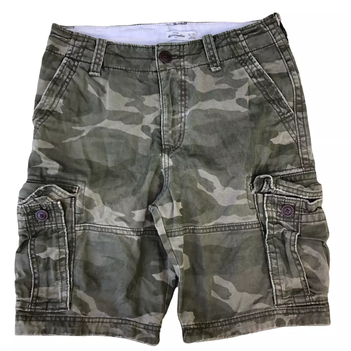 Abercrombie Fitch Camo Cargo Shorts Zipper Fly Size-XL-16 Waist 31