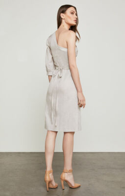 handkerchief linen dress Linen Blend Shirred Handkerchief Hem Midi Dress main image 0