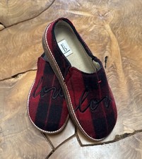 NEW ED Ellen Degeneres Tillie LOVE Scuff Slippers Shoes WOMENS 6.5 Red Plaid 98