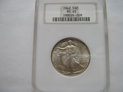 1942 , Walking Liberty Half Dollar , NGC , MS 65