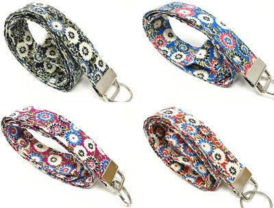 Flower Fabric Necklace Lanyard Key Fob Key chain