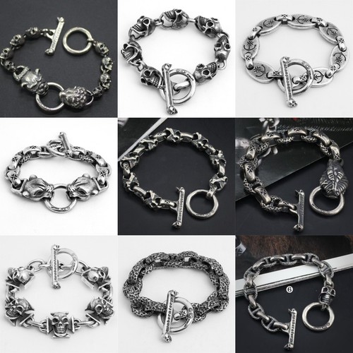 Lion King head 925 sterling silver handmade heavy biker punk Goth men's bracelet - Imagen 19 de 23
